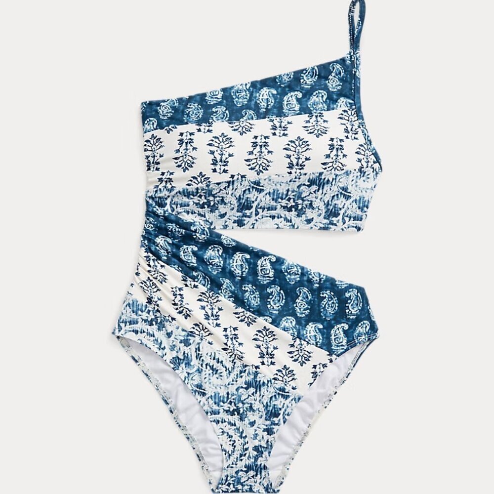 NWT Lauren Ralph Lauren Women's Floral Patchwork Cut Out One Piece Swimsuit